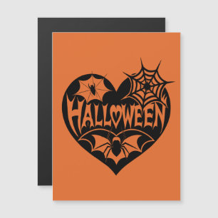 Halloween Hart, Zwarte Hartvorm, Spinnenweb Magnetische Uitnodiging