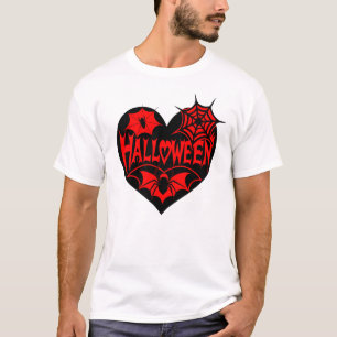 Halloween Hart, Zwarte Hartvorm, Spinnenweb T-shirt