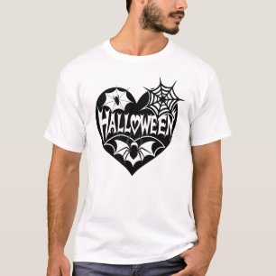 Halloween Hart, Zwarte Hartvorm, Spinnenweb T-shirt