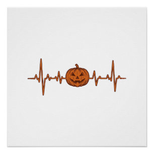 Halloween Hartslag Pompoen Vintage Vector Ontwerp_ Perfect Poster