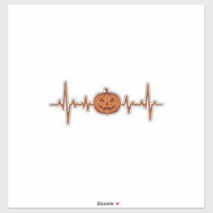 Halloween Hartslag Pompoen Vintage Vector Ontwerp_ Sticker