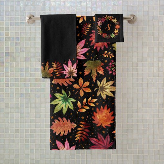 Halloween Harvest Automne Feuilles Monogramme