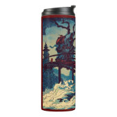 Halloween - Haunted Bridge Woodcut 1 Thermosbeker (Gedraaid links)