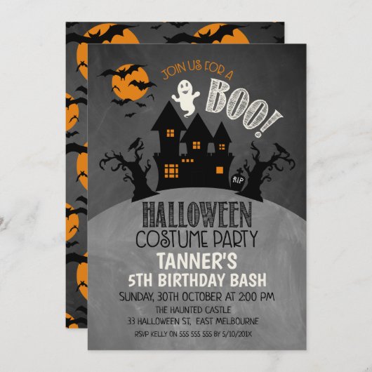 Halloween Haunted Castel Anniversaire Invitation (Devant / Derrière)