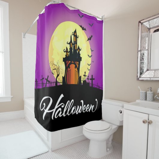 Halloween Haunted Castle Douchegordijn (In situ)