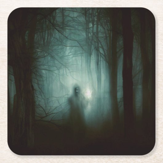 Halloween - Haunted Forest 2 Vierkante Kartonnen Onderzetter (Voorkant)