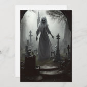 Halloween Haunted Graveyard Ghost Feestdagenkaart (Voorkant / Achterkant)