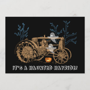 Halloween Haunted Hay Ride Boerderij Tractor Ghost Kaart