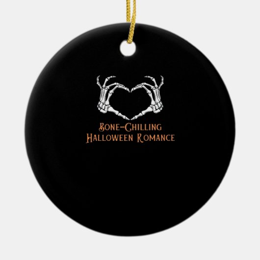 Halloween Haunted Heart Skeletal Bone Chilling CLA Keramisch Ornament (Voorkant)