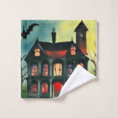 Halloween Haunted House Bad Handdoek (Wasdoekje)