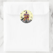 Halloween Haunted House Black Bat Full Moon Ghost Ronde Sticker (Tas)