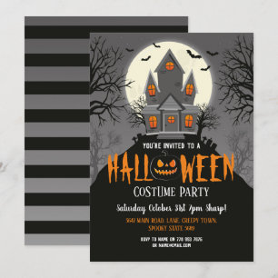 Halloween Haunted House Creepy Party Invite Kaart