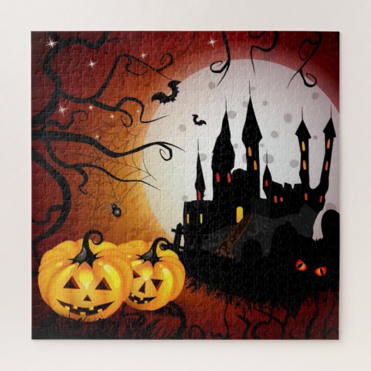 Halloween Haunted House en Jack-O-Lantern Legpuzzel (Verticaal)