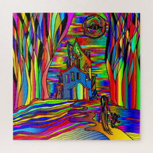 Halloween Haunted House eng Abstract kleurrijk Legpuzzel