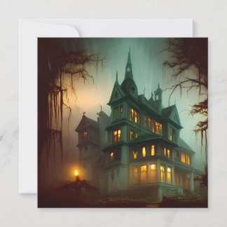 Halloween Haunted House Feestdagenkaart