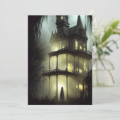 Halloween Haunted House Feestdagenkaart (Staand voorkant)