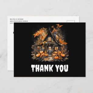 Halloween Haunted House met pompoenen Dank u Briefkaart