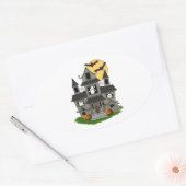 Halloween Haunted House Ovale Sticker (Envelop)