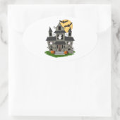 Halloween Haunted House Ovale Sticker (Tas)