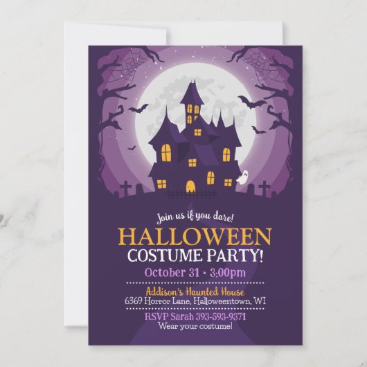 Halloween Haunted House Party Kaart (Voorkant)