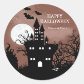 Halloween Haunted House Ronde Sticker (Voorkant)