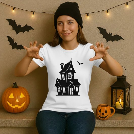 Halloween Haunted House Silhouette T-shirt