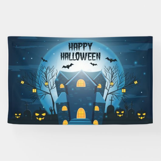 Halloween Haunted House Spandoek (Horizontaal)