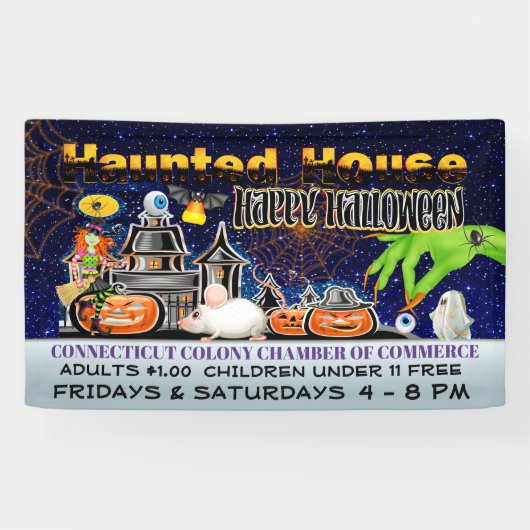 Halloween Haunted House Spandoek (Horizontaal)