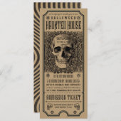 Halloween Haunted House Ticket Invitations Kraft Kaart (Voorkant / Achterkant)