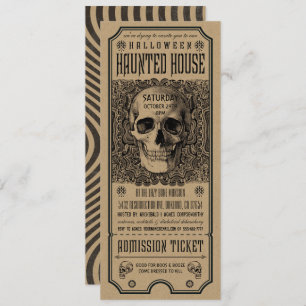 Halloween Haunted House Ticket Invitations Kraft Kaart