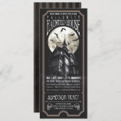 Halloween Haunted House Ticket Uitnodiging (Voorkant / Achterkant)