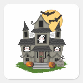 Halloween Haunted House Vierkante Sticker