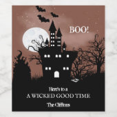 Halloween Haunted House Wijn Etiket (Enkel label)