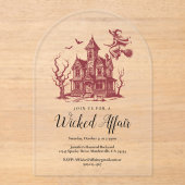Halloween Haunted House Witch Bat Party Acryl Uitnodigingen (Voorkant)