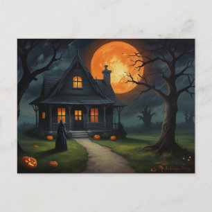 Halloween Haunted House Witch Briefkaart