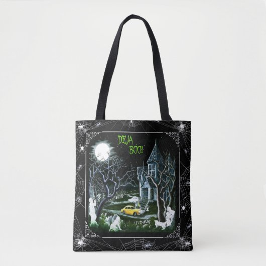Halloween haunted mansion canvas tas, spoken draagtas (Voorkant)