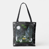 Halloween haunted mansion canvas tas, spoken draagtas (Achterkant)
