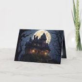 Halloween Haunted Mansion Feestdagen Kaart (Voorkant)
