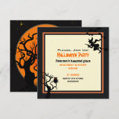Halloween Haunted Place Party Invitation Square Kaart (Voorkant / Achterkant)