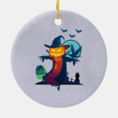 Halloween Haunted Scarecrow met vleermuizen en een Keramisch Ornament (Achterkant)