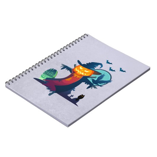 Halloween Haunted Scarecrow met vleermuizen en een Notitieboek (Linkerzijde)