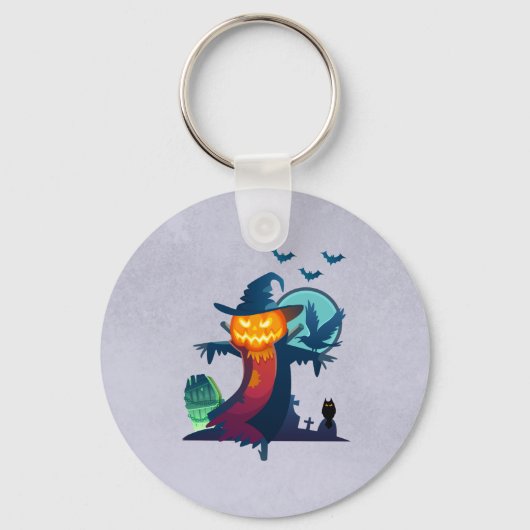 Halloween Haunted Scarecrow met vleermuizen en een Sleutelhanger (Voorkant)