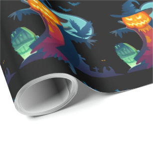 Halloween Haunted Scarecrow met vleermuizen en kip Cadeaupapier