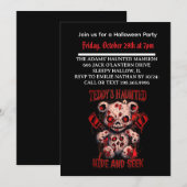 Halloween Haunted Teddy-feestuitnodiging Kaart (Voorkant / Achterkant)
