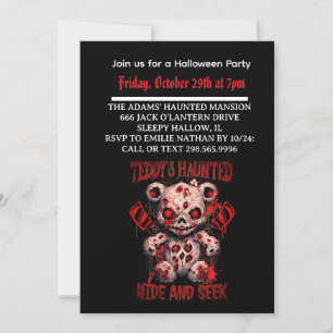 Halloween Haunted Teddy invitation