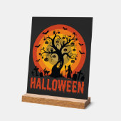 Halloween Haunted Tree Witch and Black Cats (Angle)