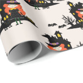 Halloween Haunted Witch House Beige Cadeaupapier (Rol Hoek)