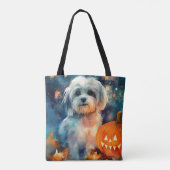 Halloween Havanese met pompoenen eng Draagtas (Achterkant)