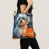 Halloween Havanese met pompoenen eng Draagtas (Dichtbij)