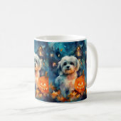 Halloween Havanese met pompoenen eng Koffiemok (Voorkant rechts)
